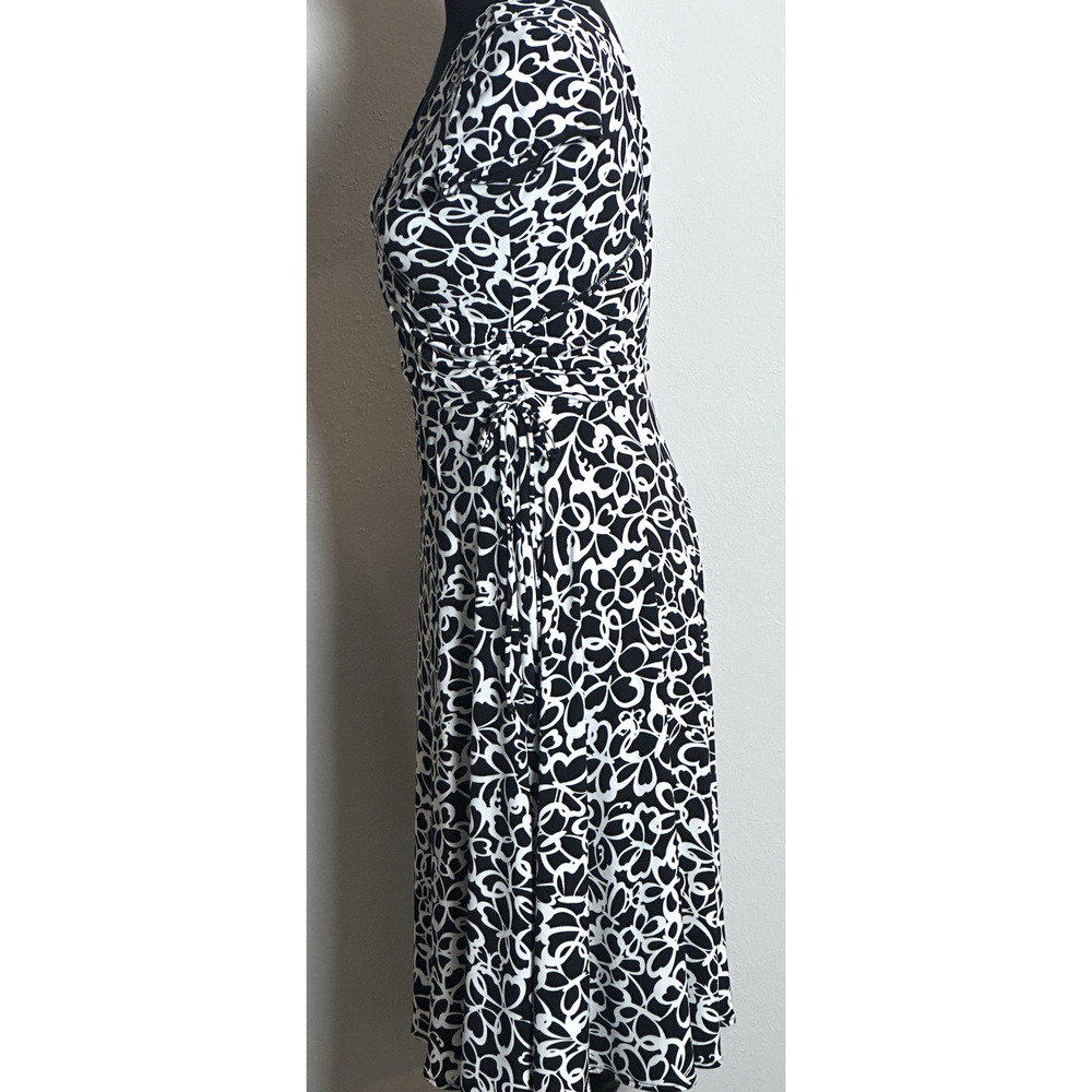 London Times Petite Women's Dress Black & White Cap Sleeve Dress Size 10P - Picture 14 of 16